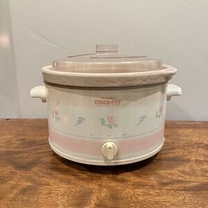 Rival‎ Crock-Pot 5 Qt Stoneware Slow Cooker Model 3355 Pink Pastel Floral 4.7 L
